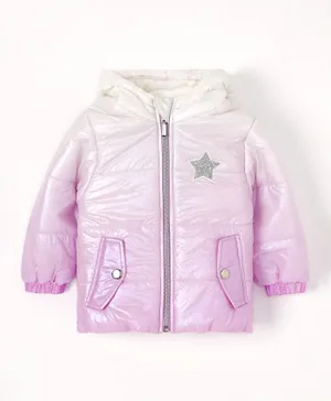 Babyhug Polyester Woven Full Sleeves Heavy Winter Jacket Colour Block - Pink