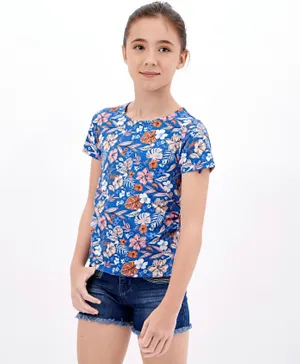 Primo Gino - All Over Floral Print Tee - Blue