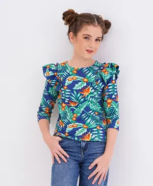 Primo Gino - Floral Print Top - Blue