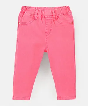 Bonfino Ankle Length Cotton Woven Jeans Solid - Pink