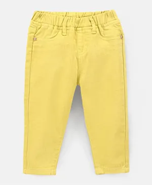 Bonfino Ankle Length Cotton Woven Jeans Solid - Yellow