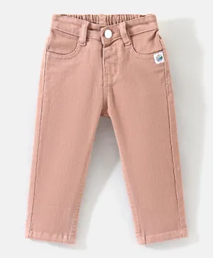 Bonfino Ankle Length Solid Color Jeans - Peach