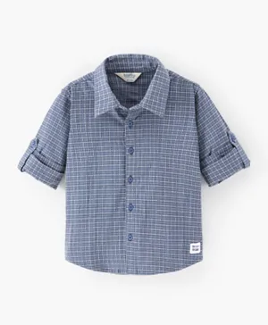 بونفينو - قميص بنقشة مربعات  - أزرق