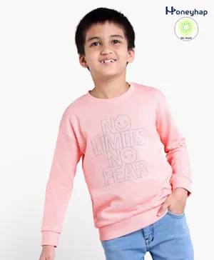 Honeyhap Premium 100% Cotton Full Sleeves Biowashed Sweatshirt with Emoji Embroidery - English Rose