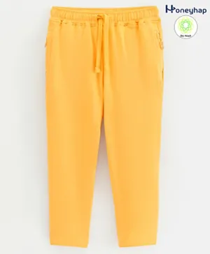 Honeyhap Premium Cotton Super Stretch Bio Finished Terry Full Length Solid Lounge Pant - Amber