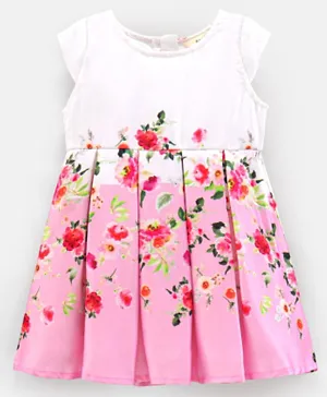 Bonfino Cap Sleeves Party Dress With Floral Print - Pink