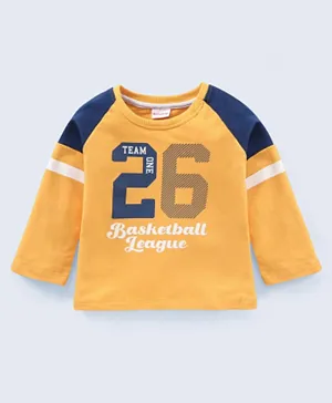 Babyhug Cotton Full Sleeves Looper Fabric 26 Basket Ball League Print T-Shirt - Yellow