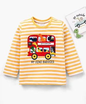 Babyhug Cotton Looper Knit Full Sleeves T-Shirt Striped - Yellow White