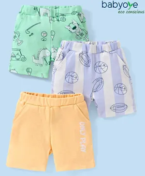 Babyoye Eco-Conscious 100% Cotton with Eco Jiva Finish Shorts Boat Print - Yellow