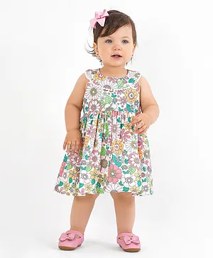 Bonfino Sleeveless Frock Floral Print - Multicolour