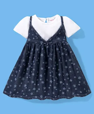 بيبي هاغ - فستان بطبعة نجوم مع تيشيرت  - أزرق وأبيض