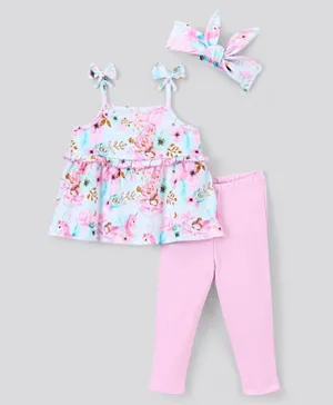 Bonfino All Over Printed Floral Top & Pants Set - Multicolor