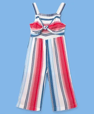 Babyhug Rayon Woven Sleeveless Striped Jumpsuit - Multicolor