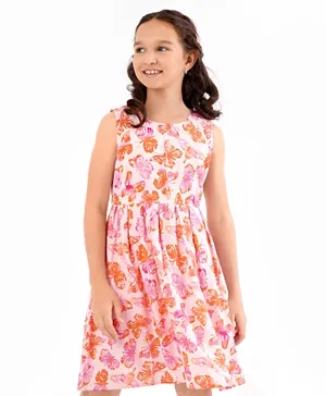 Primo Gino Woven Sleeveless Frock Floral Print - Pink