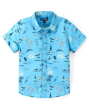 باين كيدز - قميص 100 من القطن  - أزرق