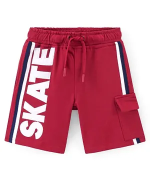 Pine Kids Cotton Knit Knee Length Shorts Skate Applique - Red
