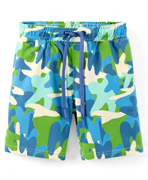 Pine Kids Knee Length Knit Abstract Print Shorts - Blue