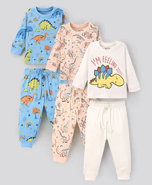 Bonfino 3 Pack All Over Printed Pajamas Set - Multicolor