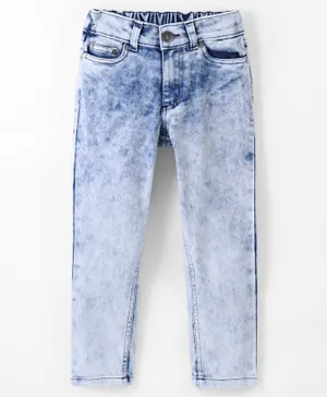 Pine Kids Cotton Elastane Full Length 5 Pockets Denim Jeans Ice Washed - Light Blue