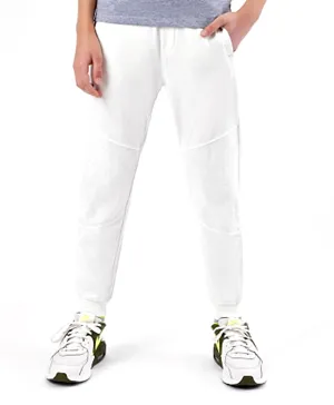 Primo Gino Cotton Ankle Length Solid Colour Lounge Pant With Quilted Patch - Off White