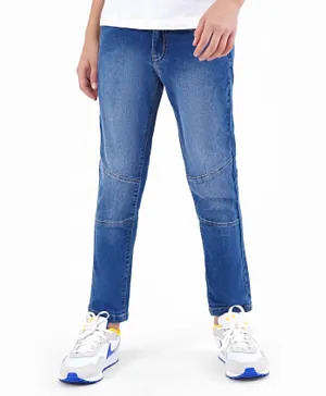 Primo Gino Cotton Full Length Mid Wash Jeans - Dark Blue
