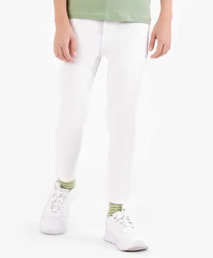 Primo Gino Cotton Woven Ankle Length Solid Denim Jeans - White