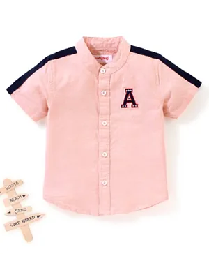 Babyhug 100% Cotton Half Sleeves Solid Shirt With Badge- Pink