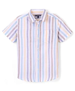 Pine Kids Half Sleeve Spread Collar Striper Shirt - Blue