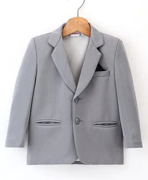 Babyhug Full Sleeves Party Wear Textured Blazer Solid- Grey