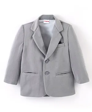 Babyhug Woven Full Sleeves Textured Partywear Blazer - Grey