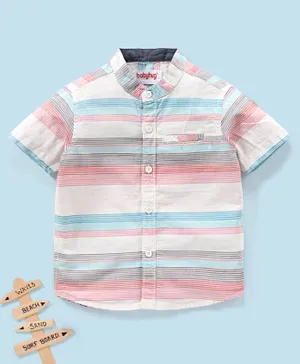 Babyhug 100% Cotton Woven Half Sleeve Striped Shirt - Multicolor