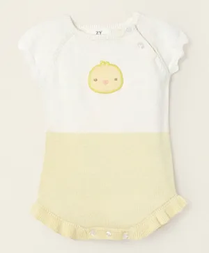Zippy Chick Patched Bodysuit - White & Yellow