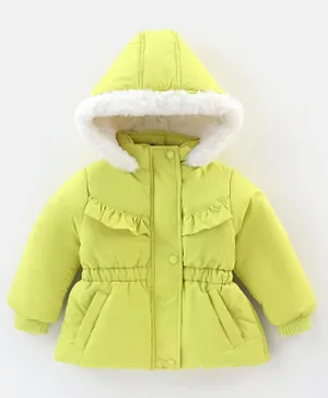 Babyhug Full Sleeves Hooded Fashion Winter Jacket - Green