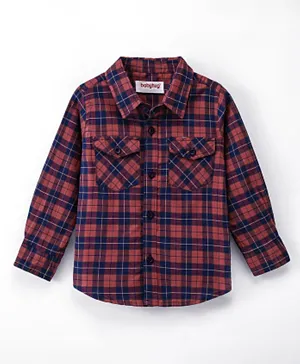 Babyhug 100% Cotton Woven Full Sleeves Checked Shirt - Red