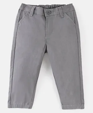 Bonfino Cotton Elastane Woven Trousers Solid Colour - Grey  Blue