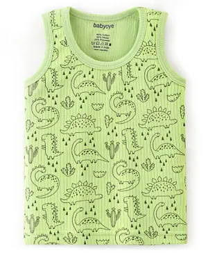 Babyoye Cotton Modal Blend Dino Printed Sleeveless Vest - Green