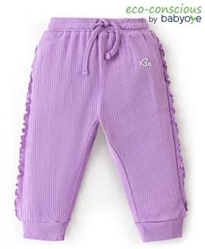 Babyoye Cotton Knit Full Length Textured Lounge Pant - Purple