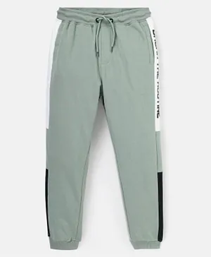 Primo Gino 100% Cotton Ankle Length Color Block Track Pants - Hedge Green
