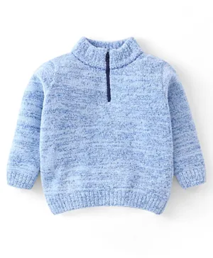 Babyhug Acrylic Knit Full Sleeves Solid Sweater - Blue