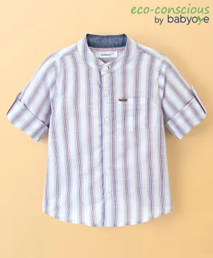 Babyoye 100% Cotton Full Sleeves Eco Conscious Stripes Shirt - Multicolor