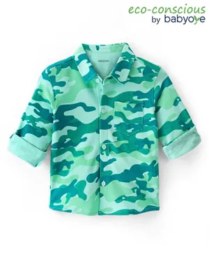 Babyoye 100% Cotton Full Sleeves Shirt Camouflage Print - Green