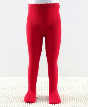 Cutewalk by Babyhug Non Terry Footed Anti Bacterial Solid  Tights - Red