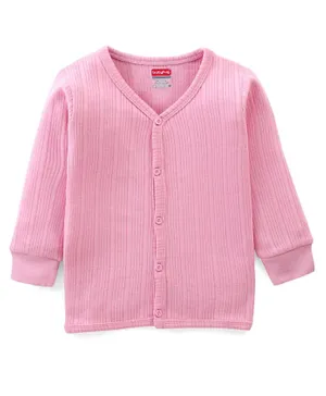 Babyhug Cotton Full Sleeves Thermal Vest Solid Colour - Pink