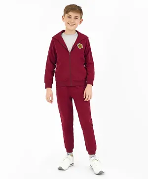 Primo Gino 100% Cotton Knit Full Sleeves All Over Quilting Embroidery Winter Wear Suits - Burgundy
