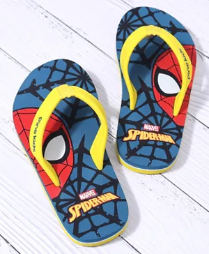 Pine Kids Spider Man Printed Slip On Flip Flop - Blue & Yellow