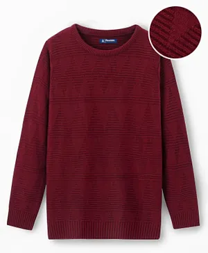 Pine Kids 100% Acrylic Knit Full Sleeves Solid Color with Structured Sweater - Maroon