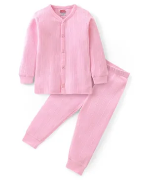 Babyhug Full Sleeves Thermal Wear & Leggings Set - Pink