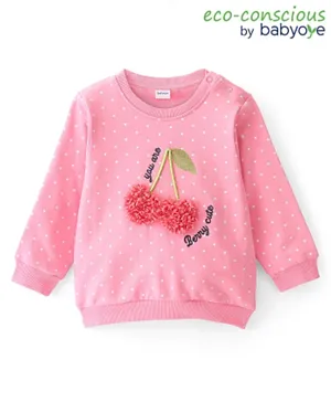 Babyoye Eco Conscious 100% Cotton Full Sleeves Sweatshirts With Lamb Embroidery - Pink