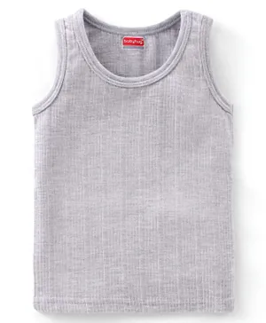 Babyhug Sleeveless Thermal Vest Solid Colour - Light Grey