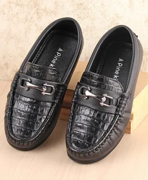 Pine Kids Slip on Formal Wear Shoes with Chain Link - Black